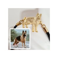 Bratara personalizata cu poza caini - Argint 925 placat cu Aur Galben 18K - Snur gros - 1