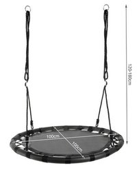 Leagan rotund tip cuib pentru copii, Kruzzel, cadru robust de 100 cm, capacitate 150 kg, black - 8