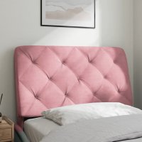 Tablie de Pat din Lemn Vechi 135 cm cu Perna Tapitata din Catifea Roz - 3