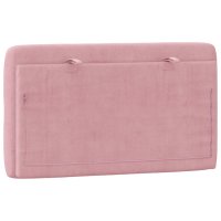 Tablie de Pat din Lemn Vechi 135 cm cu Perna Tapitata din Catifea Roz - 7