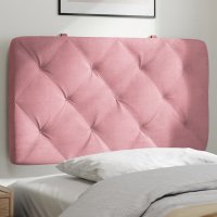 Tablie de Pat din Lemn Vechi 135 cm cu Perna Tapitata din Catifea Roz - 2