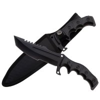 Cutit de vanatoare IdeallStore®, Dark Element, 30.5 cm, otel inoxidabil, negru - 1