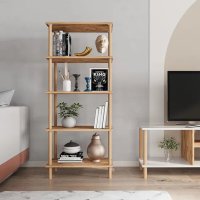 Raft din bambus cu 5 polite, dimensiuni 29x60x137 cm - 1