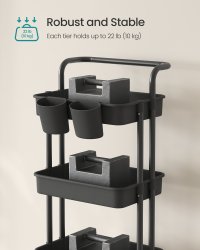 Carucior depozitare, Pataye, Negru, 42.5x35.7x115 cm - 5