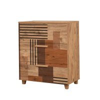 Comoda LEVA GRAVIS COLORBLOCK, 3 sertare, pin atlantic, 80x43x95 cm - 1