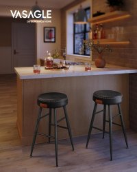 Set 2 scaune de bar, Vasagle, Negru, 49.5x49.5x63 cm - 1