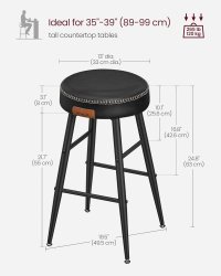 Set 2 scaune de bar, Vasagle, Negru, 49.5x49.5x63 cm - 7
