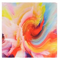 Esarfa patrata cu o singura fata cu imprimeu 3D multicolor - 1