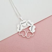 Lantisor personalizat - O stea intre inimi - Gravura 4 nume - Argint 925 - 1