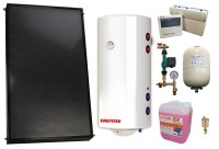 Pachet sistem solar presurizat, Panou solar plan Fornello 2.0 m² SPFP, Boiler cu 2 serpentine si rezistenta electrica Sunsystem MB NL2 120 litri, grup pompare, controller, vas expansiune, antigel, aerisitor 1/2 - 1