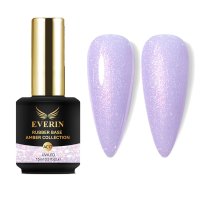 Rubber Base Everin Amber Collection 17 – Bază rubber Lila Pastel cu Sclipici, HEMA &amp; TPO Free, 15ml - 1