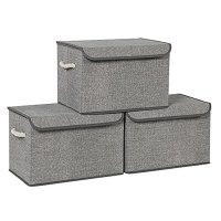 Set 3 cutii de depozitare, Songmics, Gri, 38x25x25 cm - 2
