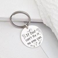 Breloc personalizat - Dad can fix it - Model rotund 30 mm din Argint 925 - Inel otel inoxidabil - 1