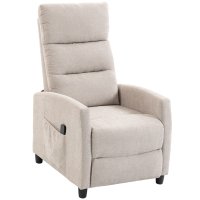 Fotoliu Masaj HOMCOM Reclinabil Manual 160°, Chenille, Suport pentru Picioare, Telecomandă, Buzunare, Crem | Aosom Romania - 1