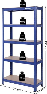 Raft Metalic Songmics GLR40Q, 5 Rafturi, Dimensiuni 180 x 90 x 40 cm, Albastru - 2