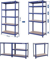 Raft Metalic Songmics GLR40Q, 5 Rafturi, Dimensiuni 180 x 90 x 40 cm, Albastru - 3