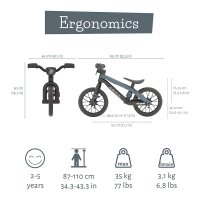 Bicicleta fara pedale Chillafish BMXie Vroom Anthracite, 12 inch, suport pentru picioare integrat, varsta 2-5 ani, scaun reglabil, anvelope EVA, greutate admisa 35 kg - 1