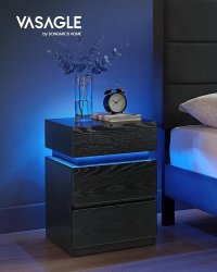 Noptiera cu LED Vasagle Negru 40x35x55 cm - 4