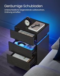 Noptiera cu LED Vasagle Negru 40x35x55 cm - 6