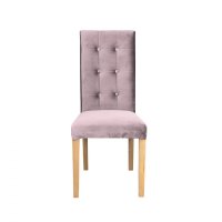Scaun living TEO LUX, picioare lemn natur, stofa roz pudra, 46x60x98 cm - 1