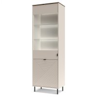 Vitrina EVO, 2 usi, geam, casmir + stejar castello, 63,4x40x194,6 cm - 1