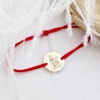 Bratara personalizata Mama si Fiica - Banut de Aur Galben 14K - Snur Reglabil - 1