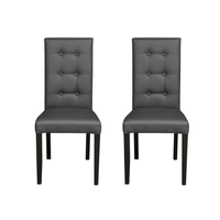 Set 2 scaune living TEO LUX, picioare lemn wenge, piele ecologica gri, 46x60x98 cm - 1