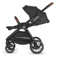 Carucior modular pentru bebelusi 2 in 1 Coccolle Aspen Premium Line, Pliabil, Roti detasabile, Suspensii, Spatar reglabil, Maner ajustabil, Copertina XXL, Husa de picioruse si ploaie, Sarcina maxima 22 kg, Standard de siguranta EN 1888, Jet Black - 3
