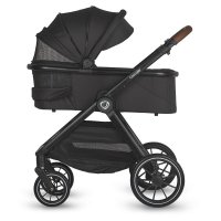 Carucior modular pentru bebelusi 2 in 1 Coccolle Aspen Premium Line, Pliabil, Roti detasabile, Suspensii, Spatar reglabil, Maner ajustabil, Copertina XXL, Husa de picioruse si ploaie, Sarcina maxima 22 kg, Standard de siguranta EN 1888, Jet Black - 4