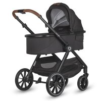 Carucior modular pentru bebelusi 2 in 1 Coccolle Aspen Premium Line, Pliabil, Roti detasabile, Suspensii, Spatar reglabil, Maner ajustabil, Copertina XXL, Husa de picioruse si ploaie, Sarcina maxima 22 kg, Standard de siguranta EN 1888, Jet Black - 5