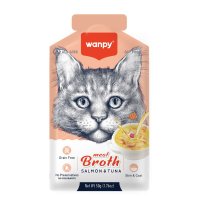 WANPY Meat Broth, Somon și Ton, plic hrană umedă pisici, (topping), 50g - 2
