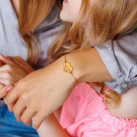 Bratara inima personalizata cu nume decupat - Copil si mama - Argint 925 placat cu Aur Galben 18K - Lantisor cu inchizatoare tip carabina - 1