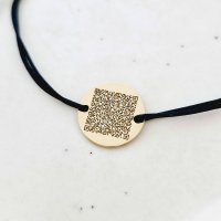 Bratara banut personalizata cu QR code - Argint 925 placat cu Aur Galben 18K si snur reglabil, diverse culori - 1