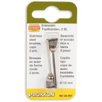 Set de perii din otel inoxidabil Proxxon 28957 pentru slefuire metalica, O13 mm, 2 bucati - 1