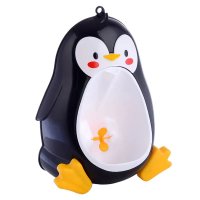 Pisoar pentru baieti Little Mom, sigur si rezistent, cu montare versatila prin ventuze de perete, sau agatare, dimensiune 26 x 37cm, Cute Penguin Black - 11