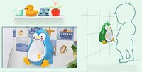 Pisoar pentru baieti Little Mom, sigur si rezistent, cu montare versatila prin ventuze de perete, sau agatare, dimensiune 26 x 37cm, Cute Penguin Black - 8