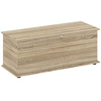 Cutie de depozitare HOMCOM, banc cu capac rabatabil si balamale de siguranta, 100 x 40 x 40 cm, finisaj natural | Aosom Romania - 1