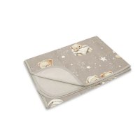 Paturica din bumbac MimiNu, Bedtime story beige, 75x100 cm, cu doua fete, Oeko-Tex Standard 100 - 1