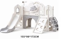 Spatiu de joaca Nichiduta Garden Sky Bear 10 GreyWhite cu tobogan, inel de baschet si telescop, dimensiuni 155 x 98 x 172 cm - 1