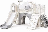 Spatiu de joaca Nichiduta Garden Sky Bear 10 GreyWhite cu tobogan, inel de baschet si telescop, dimensiuni 155 x 98 x 172 cm - 2