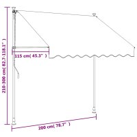 Copertina retractabila crem 200 x 150 cm, din poliester cu cadru din otel - 11