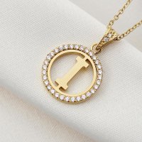 Lantisor Initiala I - Cristale Zirconia - Otel Inoxidabil 316L - 1