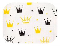 Scutec din muselina tetra 70x80 cm model Crown Black  Yellow - 2