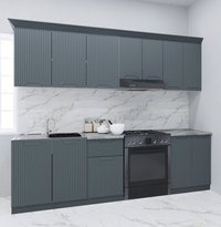 Set de bucatarie SPACE 240 cm, 7 corpuri, blat rezistent la temperaturi, fronturi din MDF antracit - 1