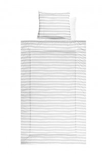 Set lenjerie pat bumbac ranforce 4 piese Grey Striped - 1