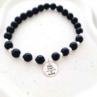 Bratara Motivationala din Onix si Argint 925 - Snur Elastic - 1
