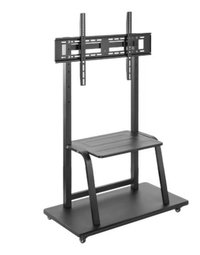Stand TV mobil Nexio NX-T1035ME Heavy-Duty, pentru ecrane de 37-100 inch, cu roti si raft multimedia, inaltime reglabila, suport pana la 150 kg, negru - 1
