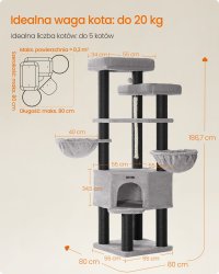 Ansamblu pisici Feandrea Gri 55x55x195 cm - 5
