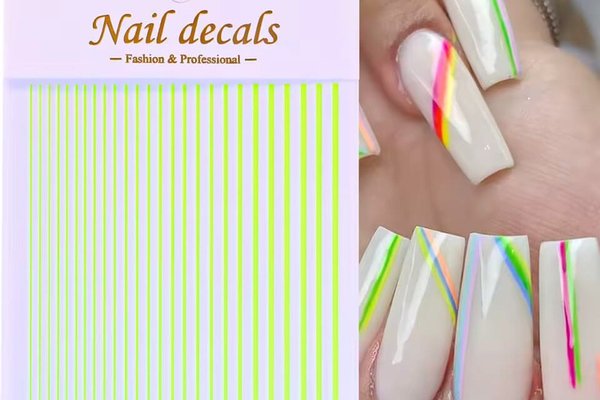 Sticker Decor Unghii Linii Galben Neon – Accente Fluorescente | EVERIN