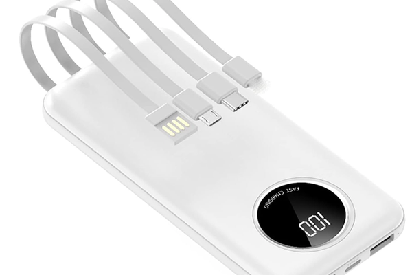 UB Baterie externa 10.000 mAh cu 5 iesiri, cabluri integrate si indicator LED